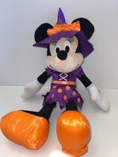 Disney Store Halloween Witch Minnie Mouse Plush Stuffed Animal Purple Orange