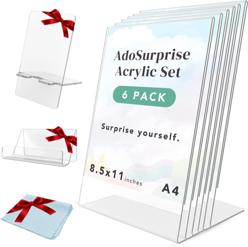 Acrylic Sign Holder 8.5 X 11 Inches Acrylic Stands for Display Vertical Slanted  - Afbeelding 1 van 6