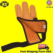 Archery 3 Fingers Tab Cow Leather Glove Arrow Guard