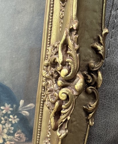 Antiker geschichteter Bilderrahmen Gold vergoldet verziert großer Gemälde 17” x 14” mit Druck - Bild 20 von 23