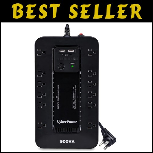 900VA/500W Uninterruptible Power Supply with USB Charging - Space-Saving Design - 第 1/11 張圖片