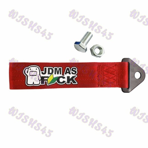 JDM Racing Tow Strap – Red Rally Drift Car Tow Hook Belt – 1X Universal Front/Rear