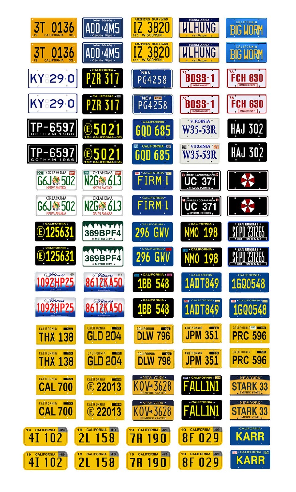 Scale Tags 1/24 1/25 scale model car movie TV license plates tags set 4 | eBay