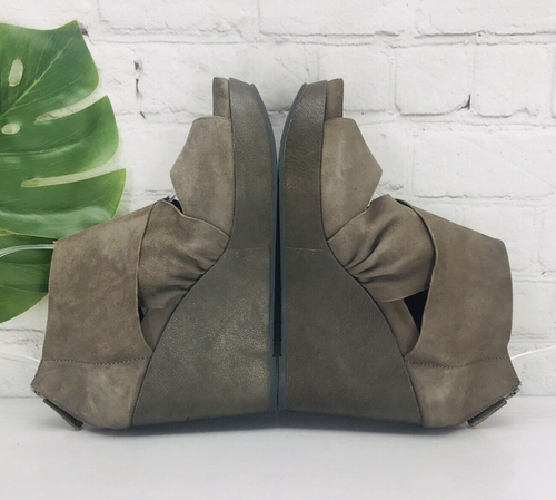 Eileen Fisher Sandals Womens 7.5 Sport Gray Leather Wedge Ankle Zip Comfort - Picture 8 of 13