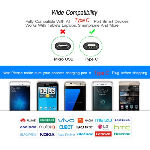 Type-C Nylon CABLE USB CHARGEUR POUR Android HUAWEI Samsung MAX Rapide - Photo 2 sur 15