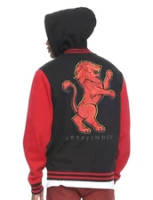 Harry Potter Movie Gryffindor Black & Red "G" patch Varsity Hoodie New