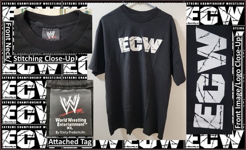 T-shirt nera vintage 2002 WWE ECW Wrestling taglia XL OTTIME CONDIZIONI prodotti Trinity