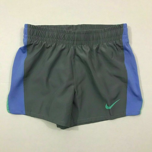 Nike NWT Girls Size Small Athletic Shorts Gray Blue Lined Dri Fit 890519-065 - Picture 2 of 3