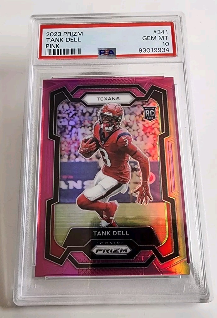 2023 Prizm #341 RC Tank Dell Rookie Pink Houston Texans PSA 10