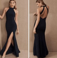 NWT Anthropologie BHLDN Montreal Crepe Maxi Wedding Open Back Black Dress Sz. 10
