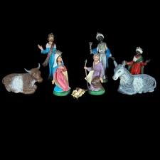 Vintage Manger Nativity 9 Large Pieces Made in Italy