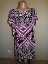 White House Black Market Floral Empire Waist Blouson Dress Size Small Stretch