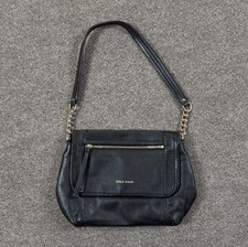 Cole Haan Black Genuine Leather Shoulder Bag Gold Hardware Flap Closure NWOT