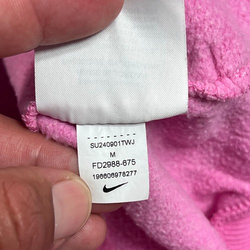 Nike Sweatshirt Girls Medium Pink Hoodie Fleece White Swoosh Casual Pullover - Picture 12 of 12