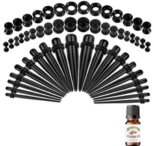 54Pcs Ear Stretching Kit 1.6-12mm Gauges for Ears with O-Rings Ear Gauge Stre...
