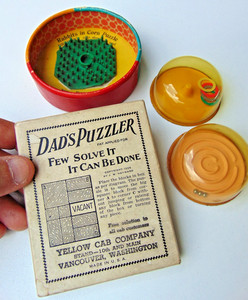 4 Vintage Assorted PUZZLES - YELLOW CAB CO. Dad's Puzzler & 3 DEXTERITY PUZZLES