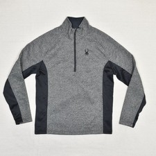 Spyder Men's 1/4 Zip Pullover Sweater High Neck Polyester Gray Size M Radiator