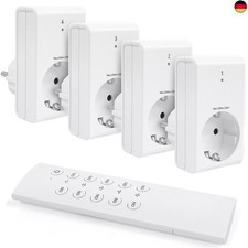 G-Homa Funksteckdosen mit Fernbedienung, 4er Steckdose Set mit 1er Fernbedienung