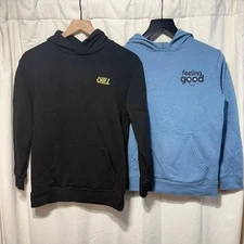 Art Class Kids Black Hoodie & Cat & Jack Hoodie Bundle Set Size L 10 12