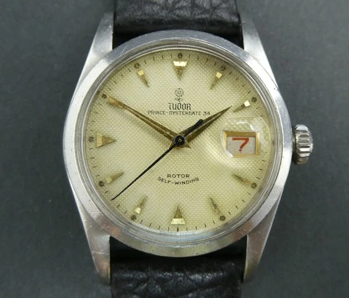 Vintage Tudor Prince Oysterdate 34 Rolex Honeycomb dial Roulette 7914 RAF