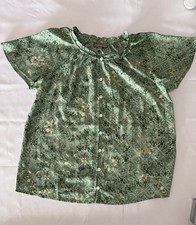 Blusa Top Style & Co Petite Pequeña Azulejo Lámina Tomillo Verde Botón Delantero PS NUEVA CON ETIQUETAS