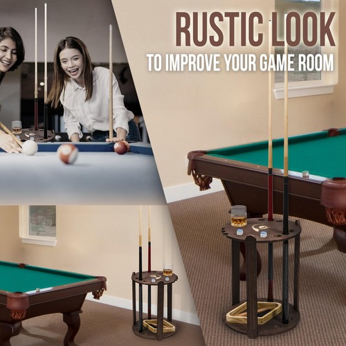 Pool Stick Holder Rack - Wooden Pool Cue Holder Floor Stand Three Legged with... - Picture 3 of 9