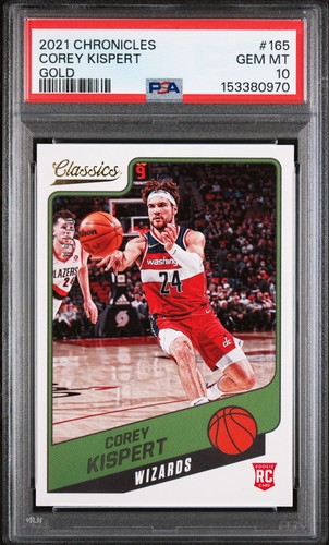 Panini 2021-22 Chronicles Classics Corey Kispert Gold /10 #165 RC Wizards PSA 10