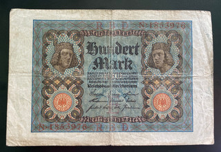 1908 Germany 100 Mark Banknote Imperial German Empire Kaiser Wilhelm II Currency