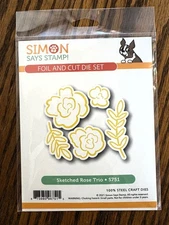 Simon Says Stamp Sketched Rose Trio Foil and Cut Die Set S751 – New in Package