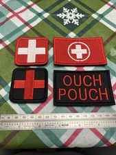 Medic Patch Military First Aid EMT EMS Responder Red Cross Hook & Loop Red Black