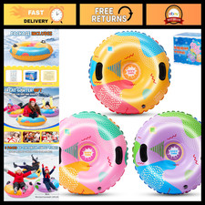 3-Pack Inflatable Snow Tubes for Sledding, Heavy Duty Winter Sleds with Handles,