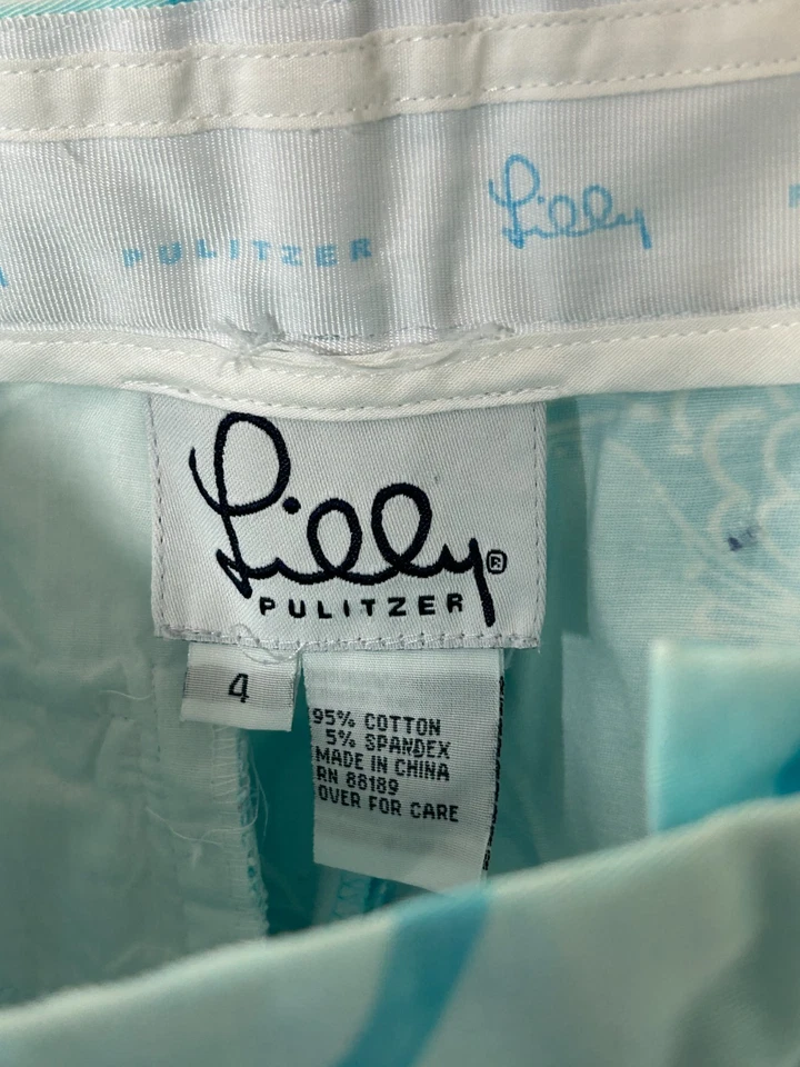 Lilly Pulitzer Damas Bermudas Caminar Pantalones Cortos 4 Azul Pez De Colección Informal Todos los Días Foto 2 de 4
