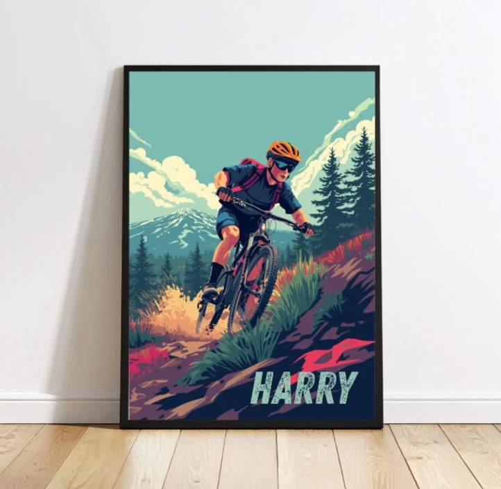 Mountain Bike Art Print | Cycling Wall Decor, Outdoor Adventure Poster, Gifts - Image 3 of 4