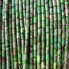 4x8mm Green Cylinder Tube Natural Sea Sediment Jaspers Beads for Jewelry Making