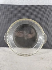 Vintage Pyrex 228 9" Clear Pie Pan Made In USA With Crimpled Edges & Handles