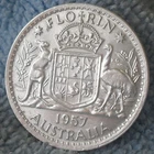 1957 Elizabeth II Florin — photo from another recent sale