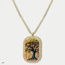 Amazing Colorful Tree of Life Pendant Necklace Chain Image Dog Tag Chain Gift De