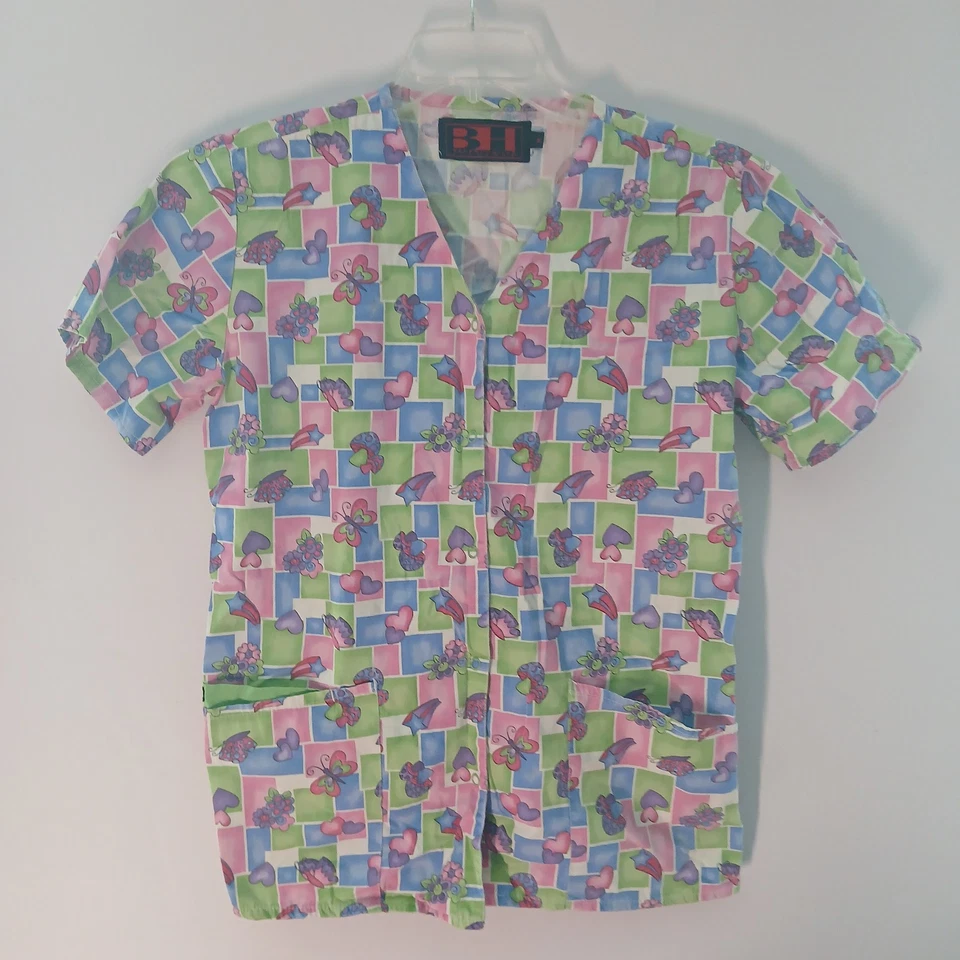 Beverly Hills Scrub Top Size Medium Womens Front Pockets - Image 2 of 4