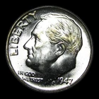 1947 Roosevelt Dime Silver --- Gem BU+ FB Condition Coin --- #PP969