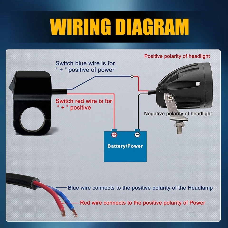 NUEVO Interruptor de encendido y apagado manillar impermeable moto 7/8" botón Plug and Play 12V Foto 4 de 4