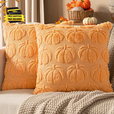 Fall Throw Pillow Covers 18 X 18 Pumpkin Decorative Halloween Thanksgiving Autum