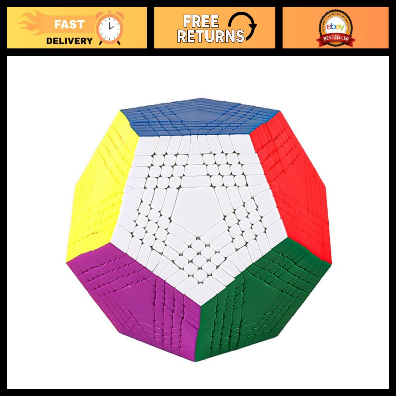 Sticker Less Cube 9x9 Stickerless Petaminx Cube | 12-Sided Megaminx Speed Puzzle for Kids ...