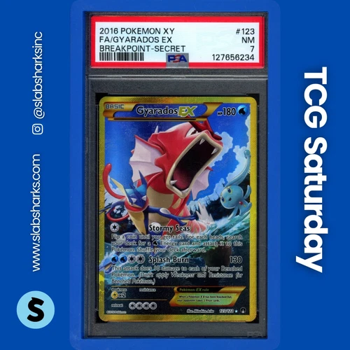2016 POKEMON XY BREAKPOINT #123/122 GYARADOS FULL ART SECRET RARE HOLO PSA 7