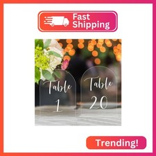 JOYIT Arch Wedding Table Numbers 1-20 with Stands 5" X 7" Acrylic Table Signs