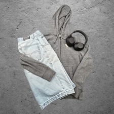 Abercrombie Fitch Mens S Heather Grey Full Zip Hoodie Moose Logo Y2K Vintage