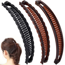 3PCS Banana Hair Clips, 2 Styles Large Strong Hair Claw Clip with Double Combs,