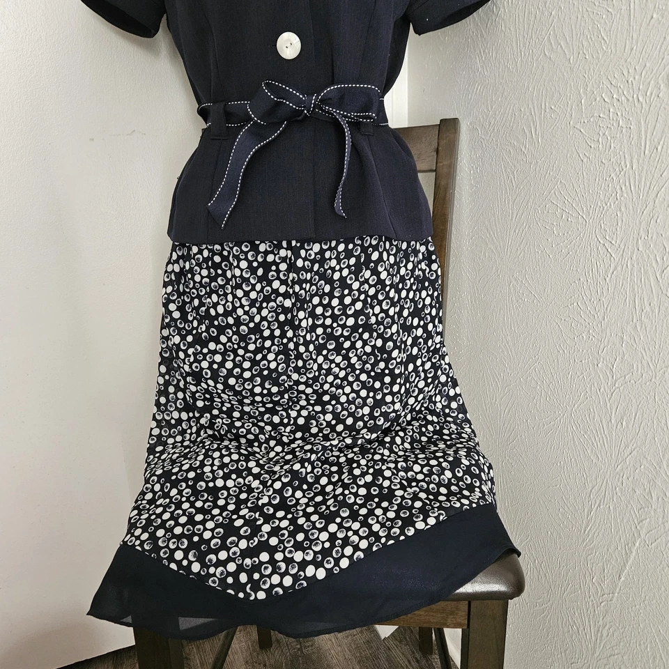 De Colección Dressbarn Conjunto de 2 Piezas Blusa Chaqueta y Falda Conjunto Azul Mujer 10 Usado en Excelente Condición Foto 3 de 4