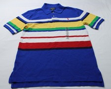Polo Ralph Lauren Boys Striped Cotton Mesh Polo Shirt AP2 Blue Multi Size: XL