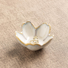 Floral Ceramic Jewelry Tray - 3.5" Elegant Ring Holder Dish  Trinket Bowl for V
