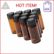 JIUWU 10 Pack 10ml Amber Glass Vials with Screw Caps, Small Sample Bottles for E
